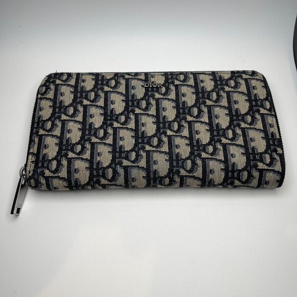 Dior Long Zipped Wallet Beige and Black Dior Oblique Jacquard - Preowned - Picture 6 of 13